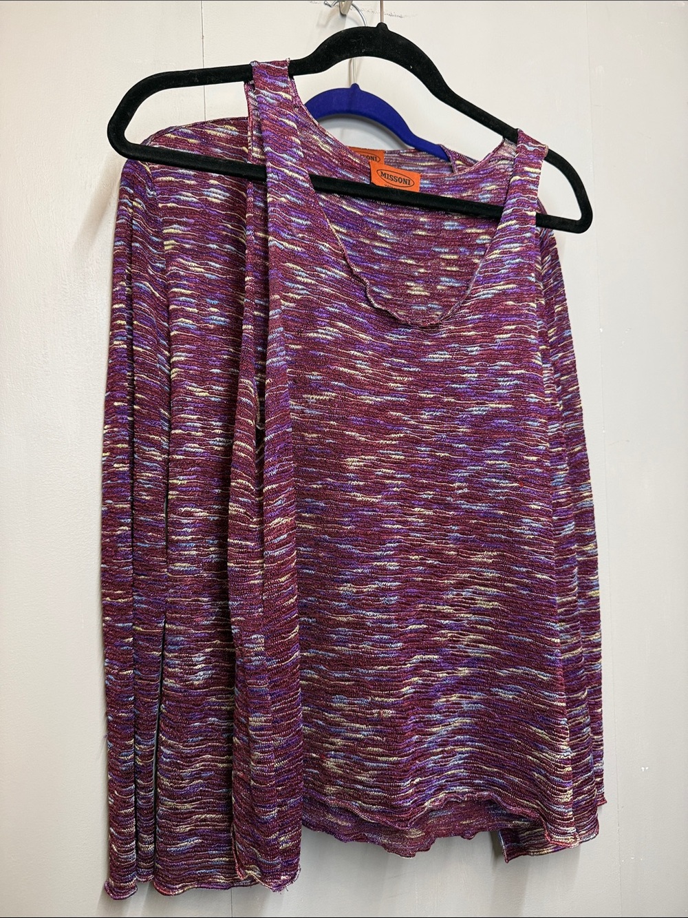 Vintage Missoni Multicolor Purple Space-Dye Sweater and Tank Top Set